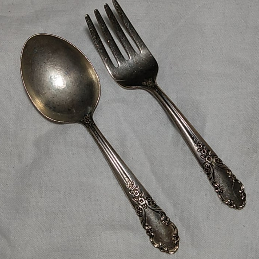 Rogers Sterling BRIDAL VEIL Baby Set Spoon & Fork